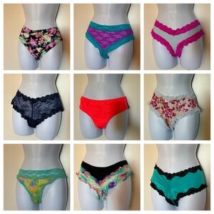 BUNDLE- Mixed Printed & Lace Bikini Panty Bundle - Bright Floral & Solid Styles